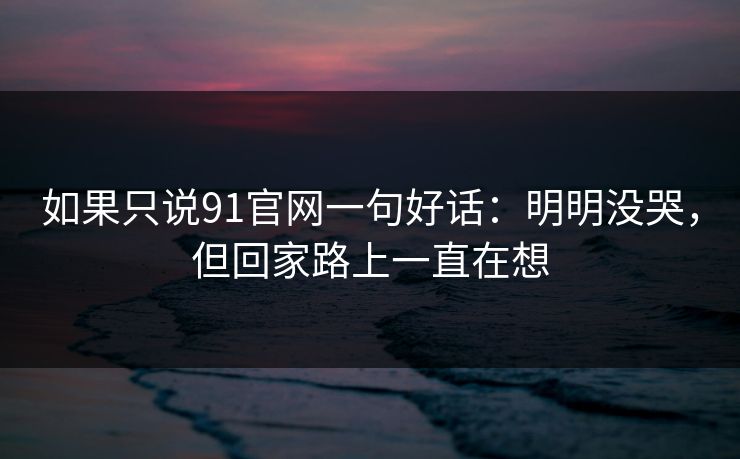 如果只说91官网一句好话:明明没哭,但回家路上一直在想