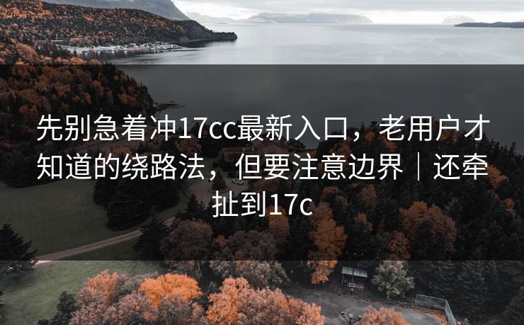 先别急着冲17cc最新入口，老用户才知道的绕路法，但要注意边界｜还牵扯到17c