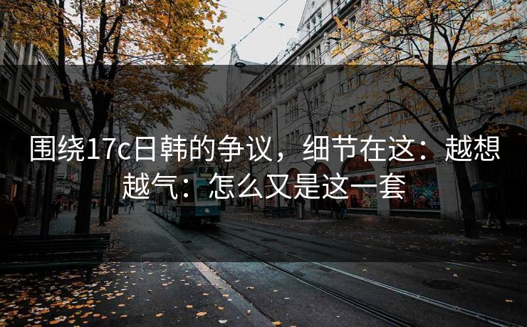 围绕17c日韩的争议,细节在这:越想越气:怎么又是这一套