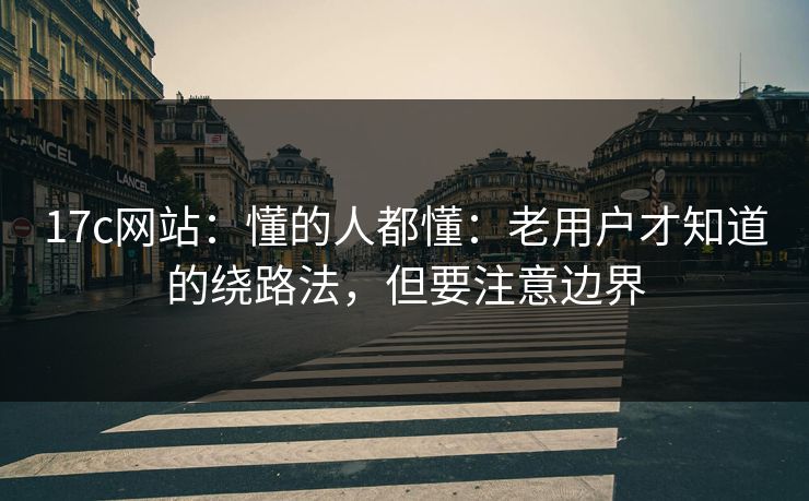 17c网站:懂的人都懂:老用户才知道的绕路法,但要注意边界