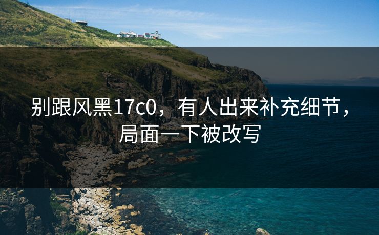 别跟风黑17c0,有人出来补充细节,局面一下被改写