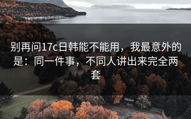 别再问17c日韩能不能用,我最意外的是:同一件事,不同人讲出来完全两套