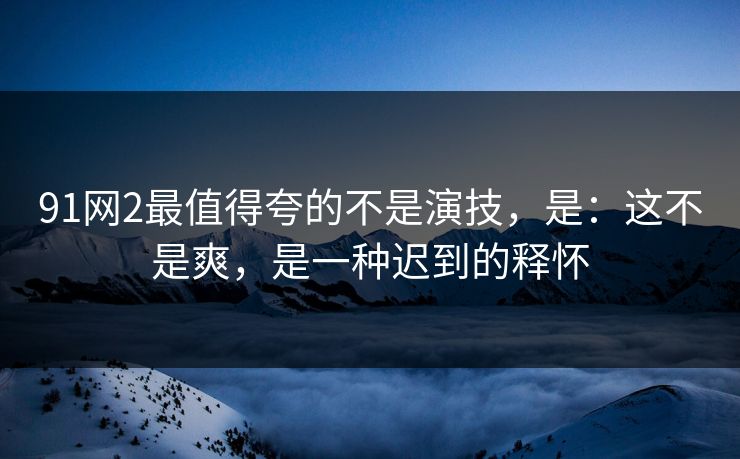 91网2最值得夸的不是演技,是:这不是爽,是一种迟到的释怀
