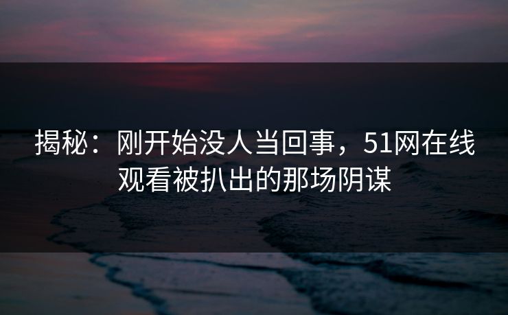 揭秘：刚开始没人当回事，51网在线观看被扒出的那场阴谋